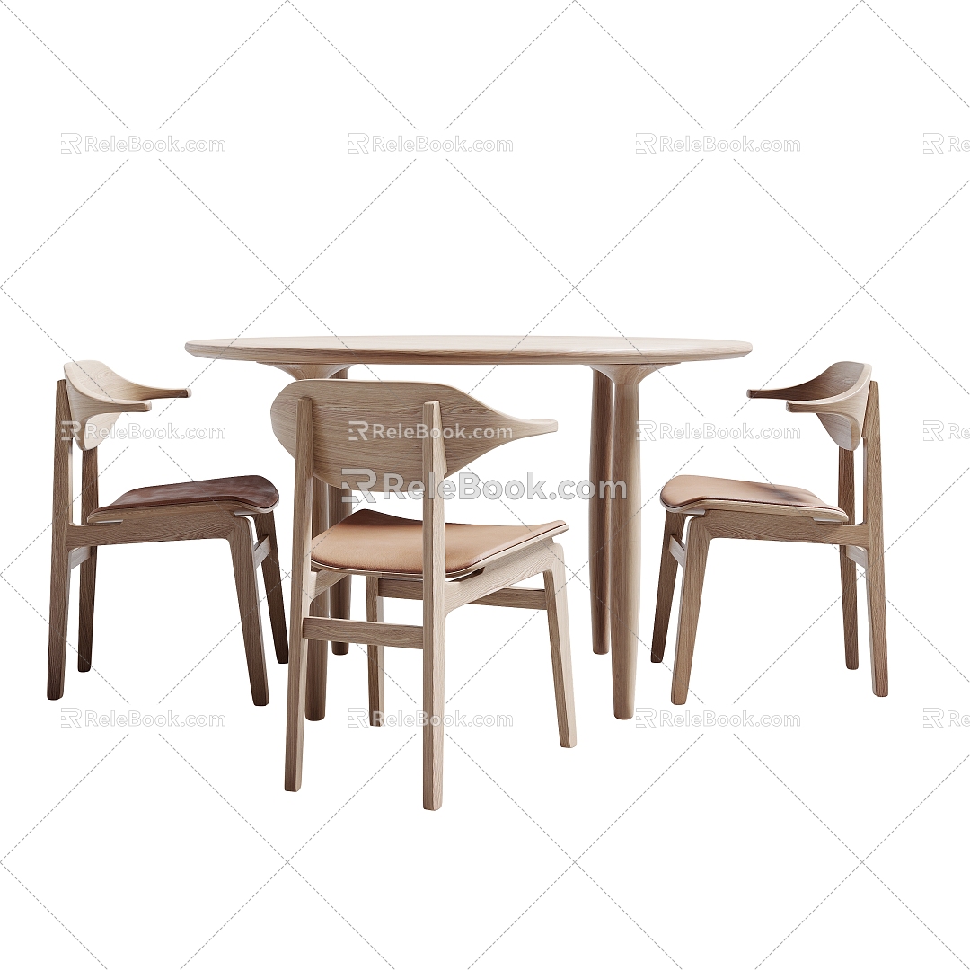 Modern Dining Chair Combination Round Table Chair 3d model