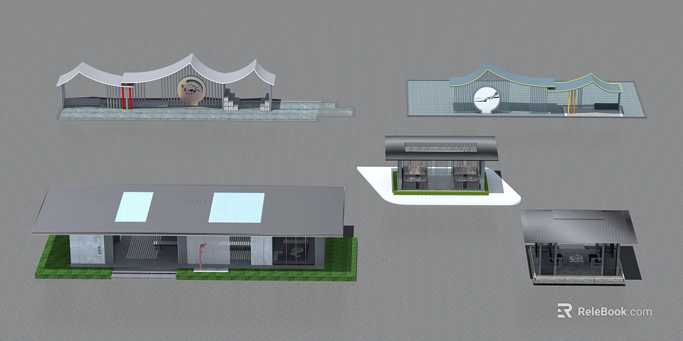 Various Modern Pergola Designs With Curved Roofs Glass Elements And Simple Structures 3d model