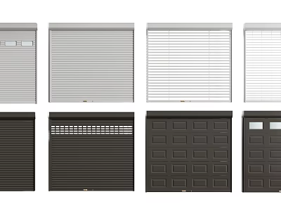 Various Garage Door Designs Including Roller Panel Window And Grid Styles 3d model