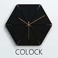 Modern Black Hexagonal Clock With Golden Hands For White Wall Decor