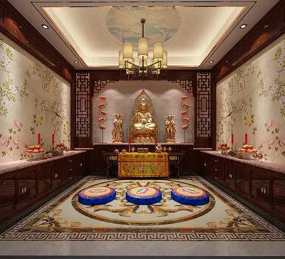 New Chinese Buddhist Hall 3d model