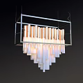 Sleek Modern Copper Frame Chandelier With Cylindrical Light Fixtures And White Base Design