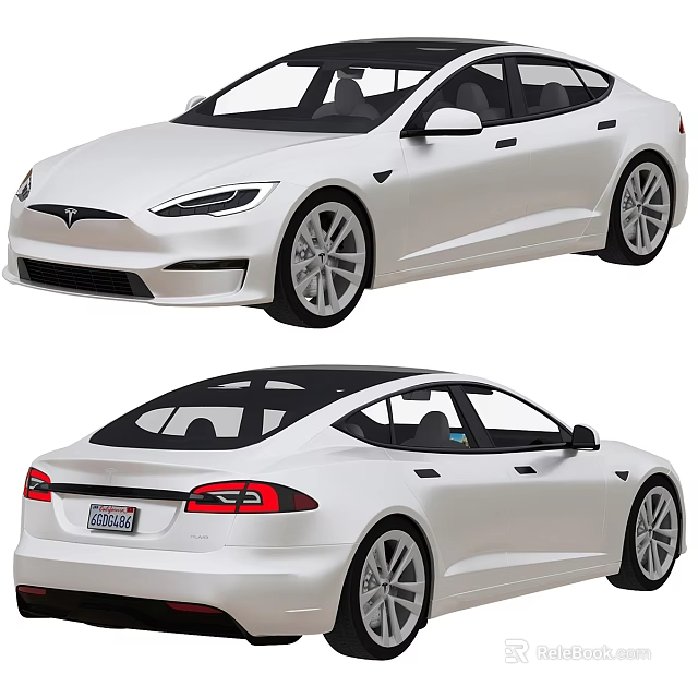 White Tesla Car with Sleek Exterior Design Front and Rear Views Modern Styling Aerodynamic Features 3d model 
