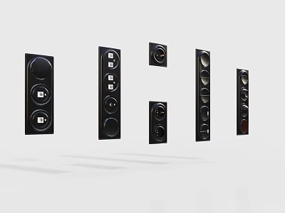 Modern Black Switch Panels With Various Button And Socket Designs For Interior Use 3d model
