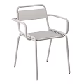 Black Metal Frame Chair With Leather Backrest And Metal Slat Seat