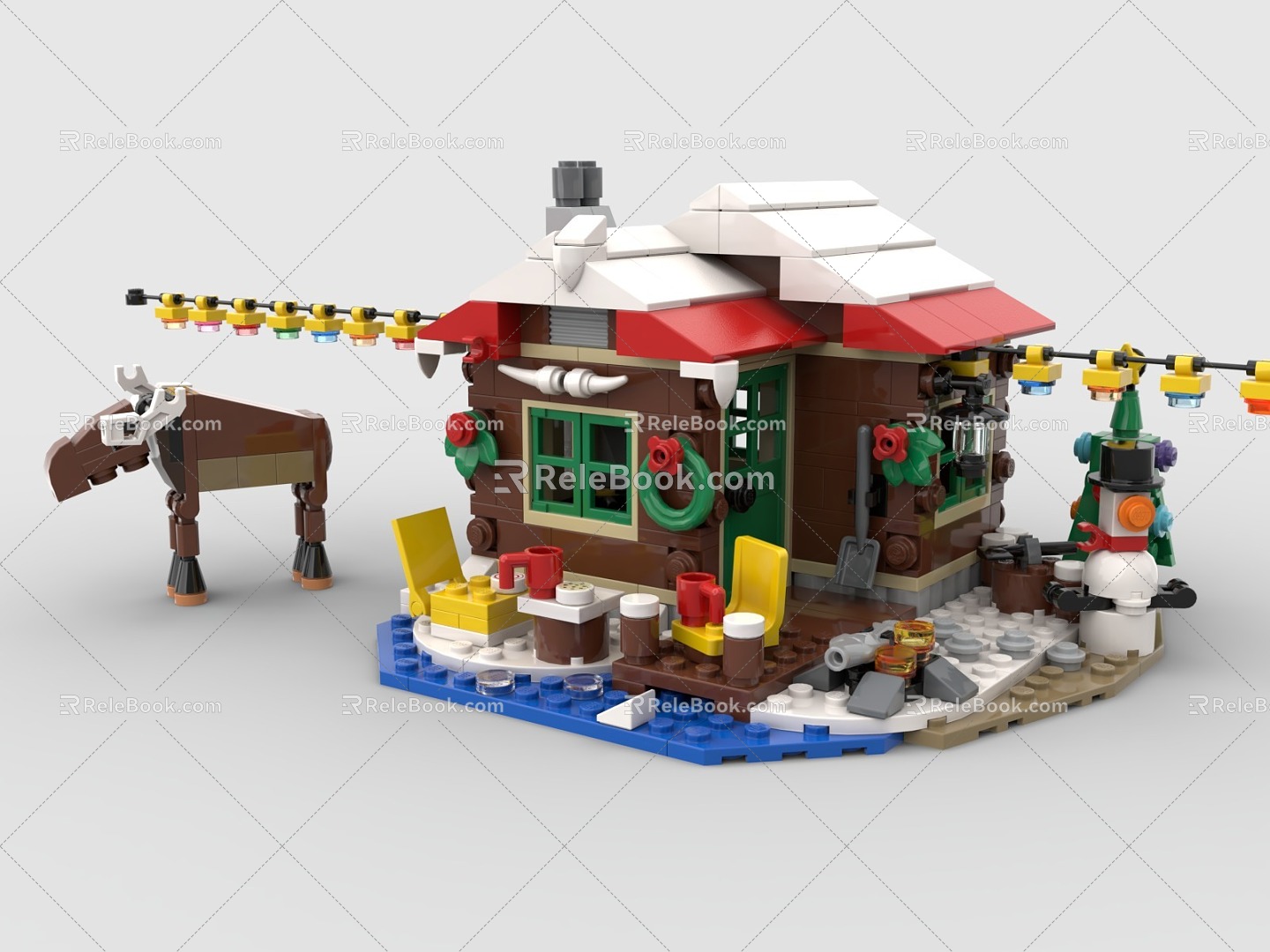 LEGO Toy Blocks Christmas Cottage Christmas Reindeer 3d model