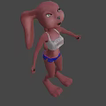 Cartoon Style Game Movie Character With Large Ears White Tank Top And Blue Shorts