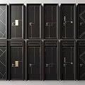 Modern Black Hinged Doors With Geometric Patterns And Metal Accents 3d model