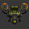 Futuristic Yellow Flying Car With Large Engines Flames And Mechanical Design