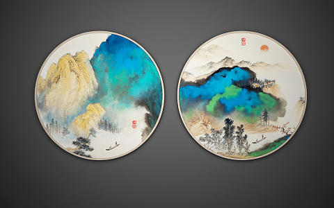 New Chinese Round Frame Painting Decorative Painting 3d model