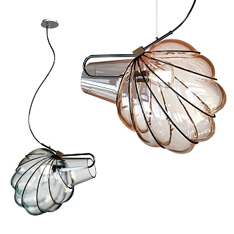 Modern shell shaped glass chandelier 3d model