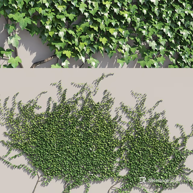 Living Green Plant Wall With Lush Foliage Cover And Decorative Design 3d model 