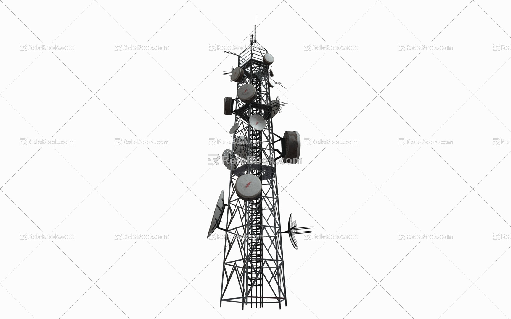 Signal tower satellite antenna signal receiver signal transmitter satellite signal base station 3d model