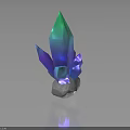 Iridescent Polyhedral Crystal Structure With White Base Pedestal And Black Background Reflection