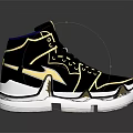 Stylish Modern High Top Sneakers With Black Gold Accents Blue Details Transparent Sole