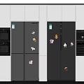 Modern Kitchen Refrigerators With Colorful Stickers On Doors And Various Styles