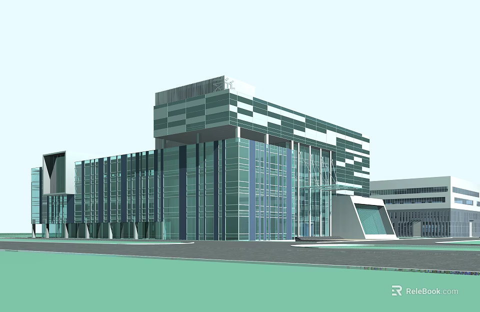 Modern Multistory Office Building Featuring Glass Facade And Contemporary Architectural Design 3d model 