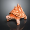 Orange Ceramic Turtle Sculpture With Spiked Shell And Detailed Textured Surface 3d model
