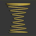Modern Decorative Stool with Golden Spiral Spring Base and Purple Circular Top with Spiral Pattern