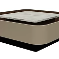 Elegant Coffee Table With Marble Top Beige Wooden Frame And Black Base