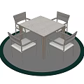 Modern Square Dining Table Set With Woven Chairs And Simple Design 3d model