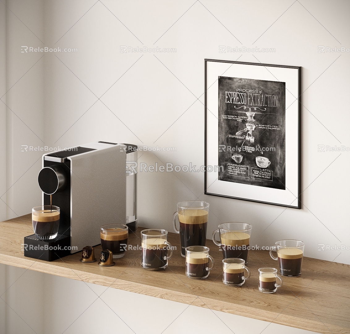 Coffee machine Coffee cup Hanging picture 3d model