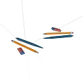 Colorful Blue And Yellow Pens With Erasers On White Background