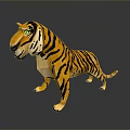 Low Poly Tiger 3D Model With Yellow Black Stripes And Green Eyes 3d model