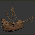 Wooden Sailing Ship Model with Ancient Design Masts Rigging and Detailed Cabins for Water Transportation