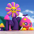 Colorful Candy World Photo Spot With Green Christmas Tree And Mushroom Decorations