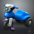 Kids Electric Ride On Toy Tricycle With Blue Body And Cartoon Face Design