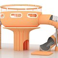 Kids Playground Orange Circular Play Structure With Slide Climbing Frame And Railing