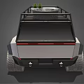Futuristic White Off Road Car With Angular Body Design Roof Rack And Large Tires