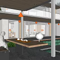 Modern Detached Villa With Glass Walls Open Patio And Lush Trees Surrounding
