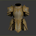 Medieval Weapon Armor With Golden Silver Intricate Patterns Chest Plate And Shoulder Guards