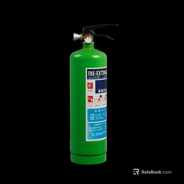 Green Portable Fire Extinguisher As Essential Fire Safety Equipment With Clear Label Instructions 3d model 