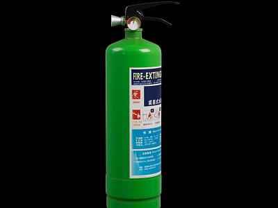 Green Portable Fire Extinguisher As Essential Fire Safety Equipment With Clear Label Instructions 3d model