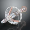 Detailed Space Station Model Featuring Ring Structure And Cylindrical Orbital Module Components 3d model