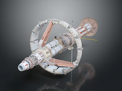 Detailed Space Station Model Featuring Ring Structure And Cylindrical Orbital Module Components 3d model
