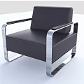 Modern Black Leather Sofa and Coffee Table Set with Silver Metal Frame and Glass Top