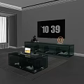 Modern Living Room Glass TV Stand With Wall Mounted TV And Glass Coffee Table