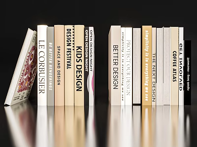 Modern Decorative Ornament Set With Stylish Design Books Arranged For Home 3d model
