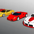 Colorful Sports Cars In Red Yellow White With Aerodynamic Styling And Open Top Design