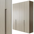 Modern Minimalist Wooden Wardrobe Design With Natural Wood Grain And Vertical Handles