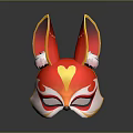 Red Rabbit Ear Mask With Yellow Heart And White Decorations For Fashionable Costume