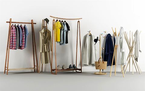 Modern Hanger Combination Clothing Homestay Floor Hanger Creative Art Hanger Clothes Clothing 3d model