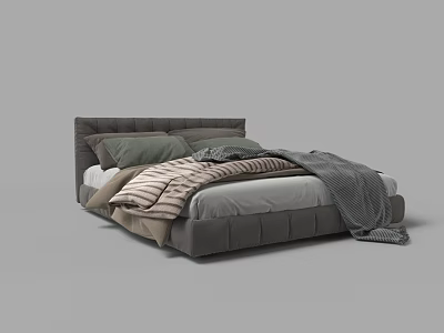 Modern fabric double bed 3d model