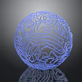 Abstract Blue Wireframe Sphere With Intricate Curved Lines And Reflective Surface