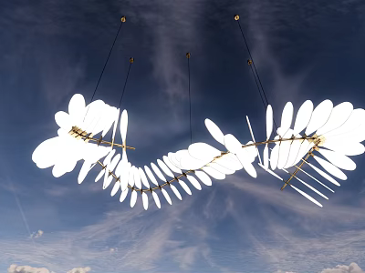 Elegant Petal Shaped Chandelier With White Shades And Gold Frame For Modern Spaces 3d model