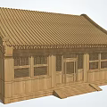 Traditional Ancient Chinese Architecture With Wooden Structure Sloped Roof Windows And Door